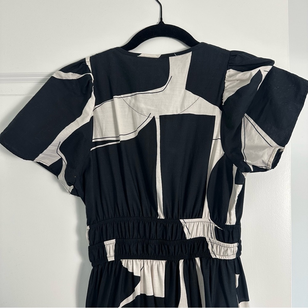 Anthropologie (XXS) Maeve Somerset Tiere Maxi Dress Black/White Abstract Print - Picture 6 of 9